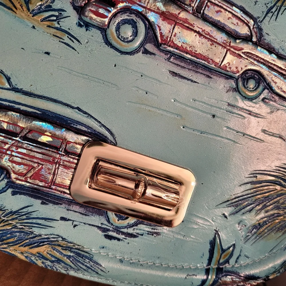 Brahmin BRIAR   Copa Cabana Blue Crossbody Bag with Gold Turn-Lock Nwt - Picture 3 of 11